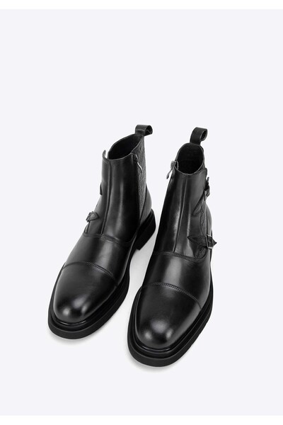 Wittchen Ghete Chelsea bărbătești din piele cu inserții Croco, negre, piele