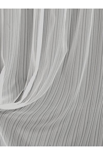 Perle Modern Çizgili Tül Perde • Pilesiz • Ekstrafor Büzgülü • Ütü Gerektirmez • Binlerce Evin Tercihi