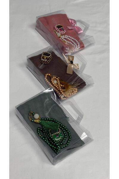 hdk tesbih ÖZEL ÇANTA MODEL LÜX 3 ADET MEHMED SET ( Tülbent + zikirmatik + te...