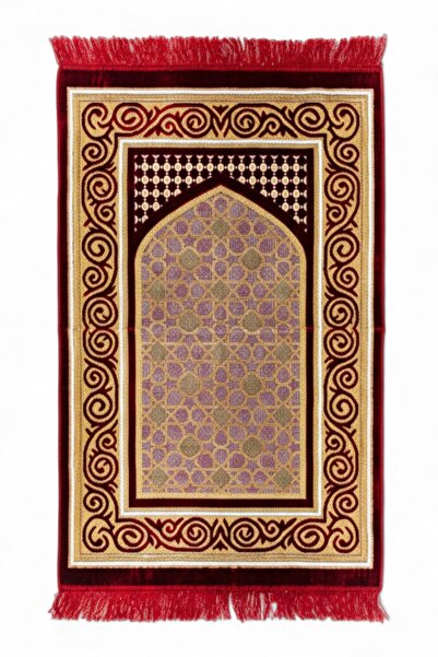 Öz Kadife Dowry Velvet Prayer Rug Set – Soft and Elegant Design - Dowry, Gift (400 Gr)