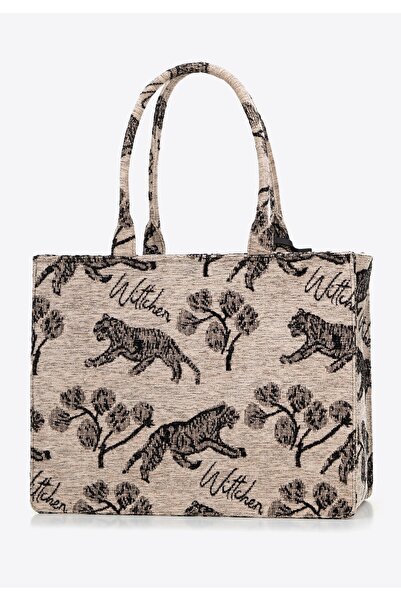 Wittchen Women's jacquard patterned shopper bag, brown and black, brown and b...