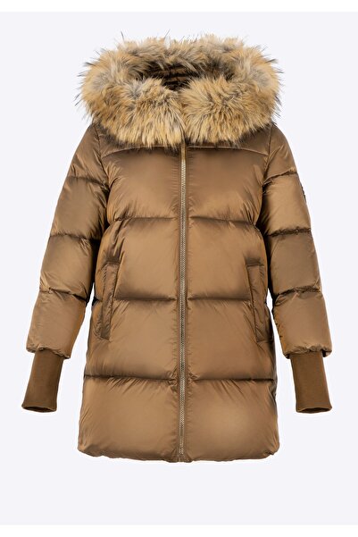 Wittchen Jachetă de damă cu glugă din blană, nailon auriu