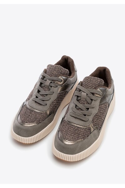 Wittchen Teniși de damă cu platformă groasă gri și maro gri-maro - piele