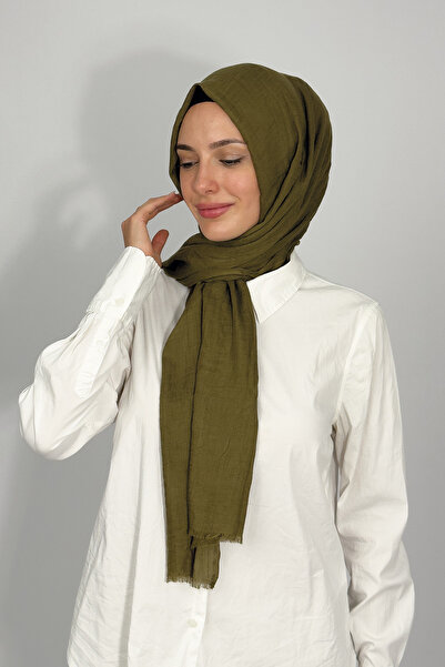 Betimoda Bamboo Kraş Solid Color Shawl Khaki