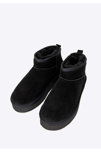 Wittchen Ghete scurte pentru femei, din piele întoarsă, negre, cu izolație, d...