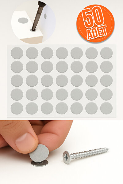 Elysian Yapışkanlı Yapıştırma Vida Tapası Tıpası Gri Vida Kapatıcı Kapağı (50...