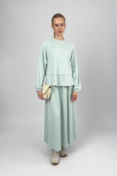 Betimoda Women's Soft Textured Modal Skirt Set Water Green