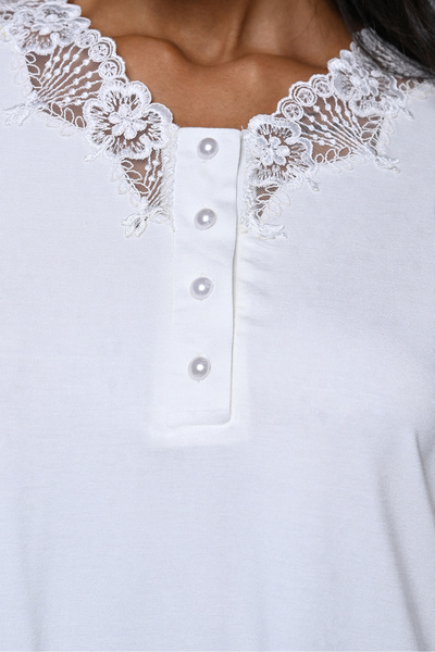 Lohussa Γυναικείο Σετ Πυτζάμες Εκρού Ζακάρ Δαντέλα Χειμερινό Ειδικό Σχέδιο Μητρότητας Ματαιούργια Φόρεμα