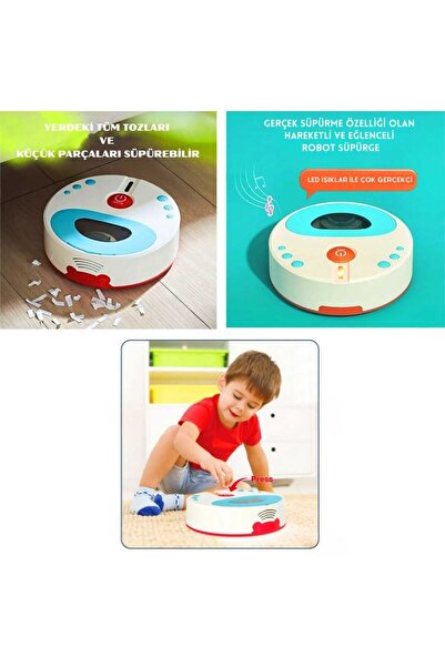 Luminoo ÇOCUKLARINIZ İÇİN OYUNCAK MİNİ ROBOT SÜPÜRGE EV ALETİ PİLLİ