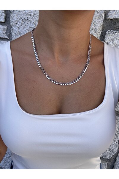 HERCY Gümüş Kaplama Paslanmaz Çelik Pullu Kolye | Sallantılı Pullu Kolye