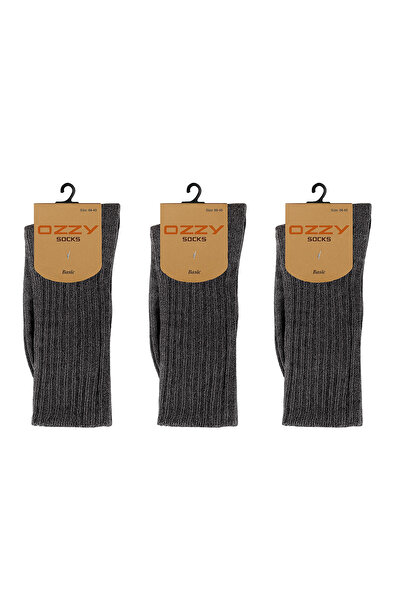 Ozzy Socks 3-Piece Winter Women's Wool Sleeping Socks Soft Touch Anthracite Color Heat Retaining Socks