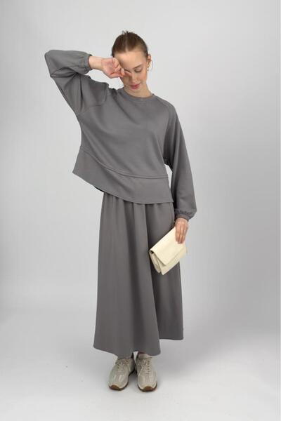 Betimoda Women's Soft Textured Modal Skirt Set Smoked