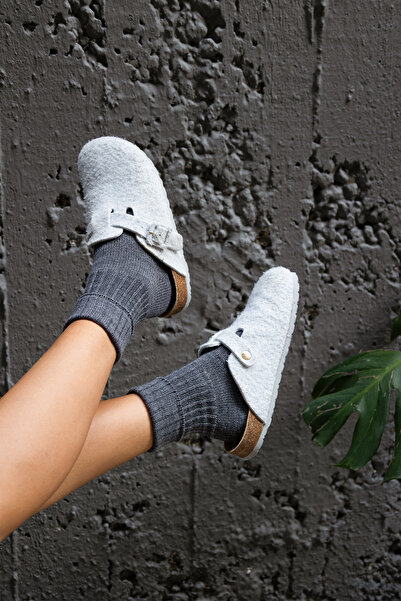 Ozzy Socks 3-Piece Winter Women's Wool Sleeping Socks Soft Touch Anthracite Color Heat Retaining Socks