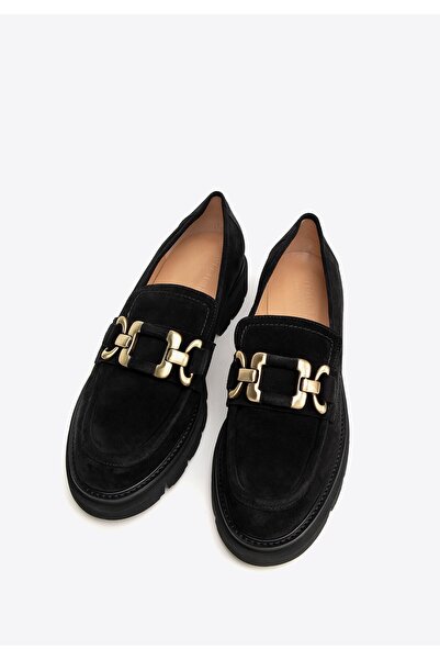 Wittchen Mocasini de damă din piele întoarsă cu lanț decorativ, negru, piele ...