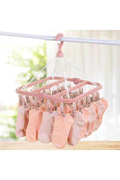 Generic Foldable clothes hanger with clips for drying small clothes.