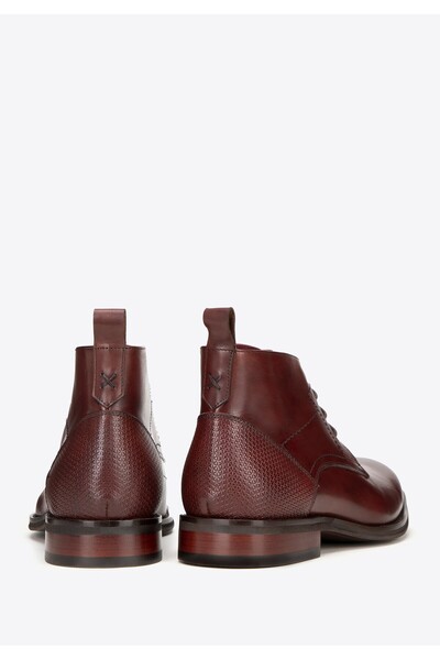 Wittchen Men's leather ankle boots with inserts, burgundy, burgundy, leather