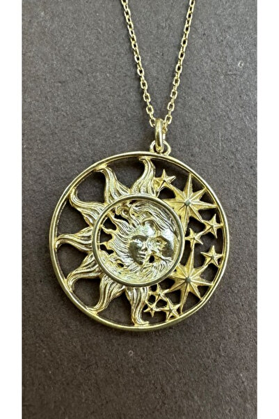 Wind Silver Madalyon Ay Güneş Kolye 92 Ayar