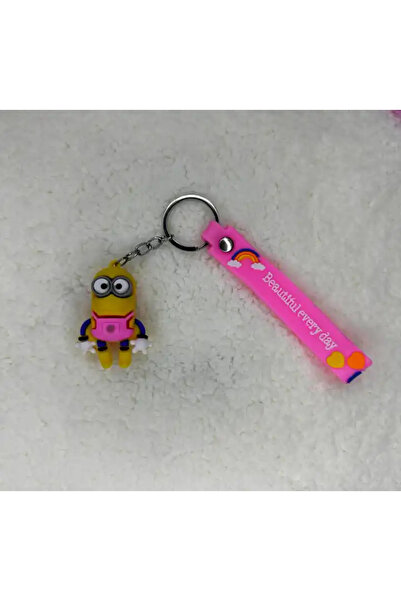 CNS Concept سلسلة مفاتيح سيليكون ثلاثية الأبعاد باللون الوردي