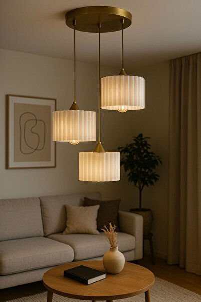 GLOBELUX İskandinav Tarzı Eskitme Renk 3 LÜ Sütun Tasarım Bohem Tarzı Avize (ampul hediyedir)