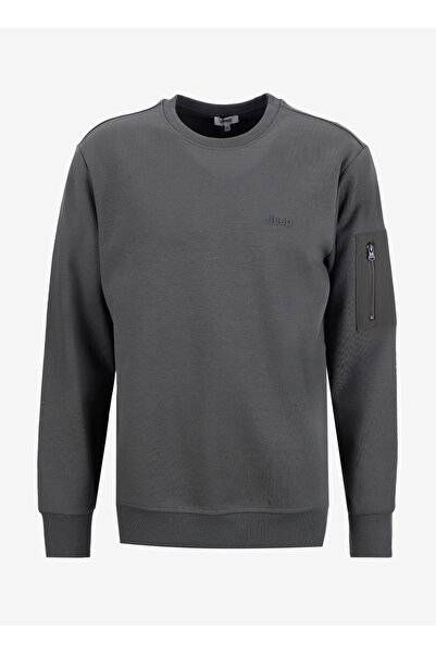 Jeep Bisiklet Yaka Düz Haki Erkek Sweatshırt J5WM-SWT7390