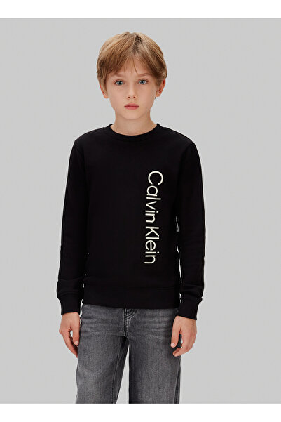 Calvin Klein Baskılı Erkek Çocuk Siyah Sweatshırt IB0IB02564BEH