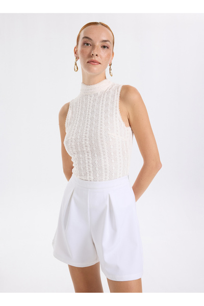 BOSS Balıkçı Yaka Beyaz Kadın Bluz 50543556