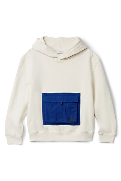 Calvin Klein Nakışlı Erkek Çocuk Ekru Sweatshırt IB0IB02566PGB