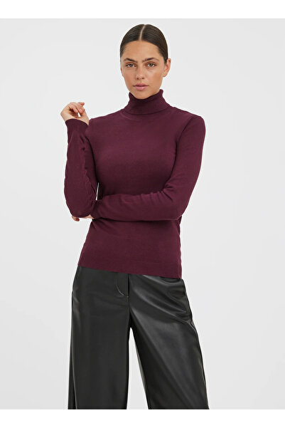 Vero Moda Balıkçı Yaka Dar Bordo Kadın Kazak VMIRIS LS ROLLNECK PULLOVER GA NOOS