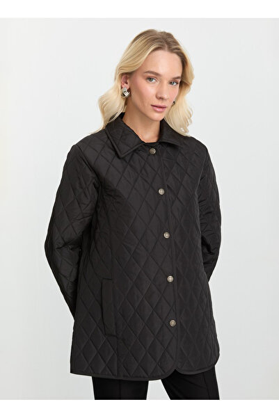 Selen Siyah Kadın Standart Kapitone Mont 25KSL6151