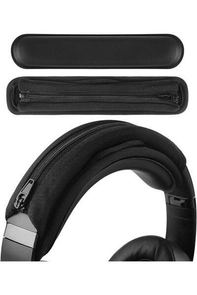 Saharaz غطاء عصابة رأس بخطاف وحلقة، مجموعة وسادة عصابة رأس/واقي عصابة رأس بسحاب/تركيب بنفسك، أسود