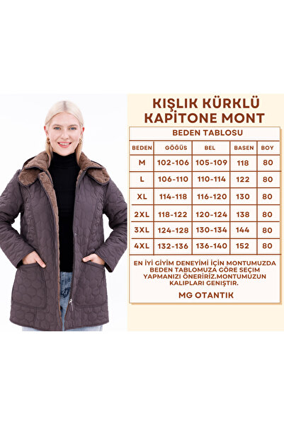 MG OTANTİK Γυναικείο παλτό με επένδυση από γούνα - Αδιάβροχο χειμερινό παλτό μεγάλου μεγέθους