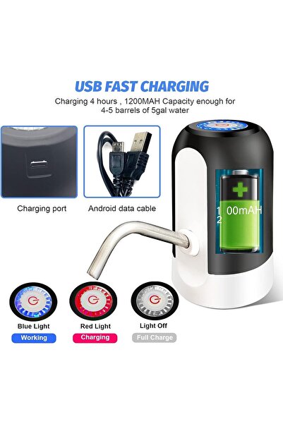 Generic SKY-TOUCH 3pcs Automatic Water Dispenser, USB Rechargeable, Black