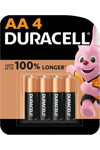 Duracell بطاريات قلوية من النوع AA، 4 قطع