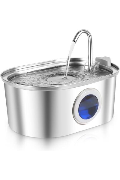 Flvzog Cat Water Fountain, 3.2L/108oz Pet Water Fountain Stainless Steel With...