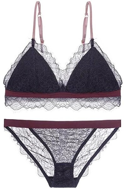 Margoun طقم حمالة صدر مثلثة مثيرة من الدانتيل مع ملابس داخلية بدون سلك MGB-03