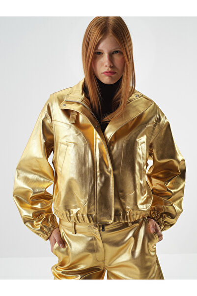 Xint Kadın Gold Pamuk Dokulu Oversize Ceket