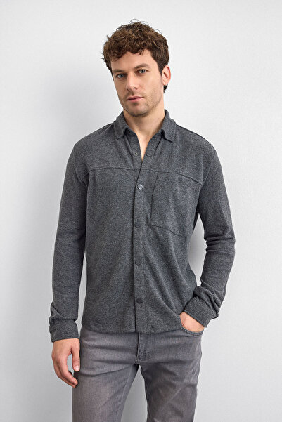 Back And Bond Πλεκτό πουκάμισο ανθρακί κανονικής εφαρμογής
