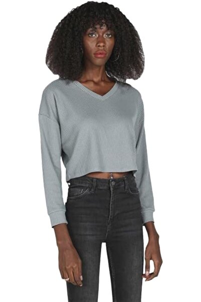 Drip Women Grey Solid Crop Top - S