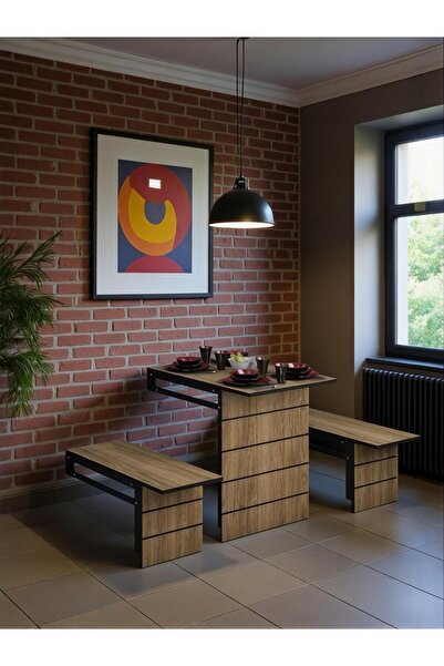 NESTRO Firuze Duvara Monte Katlanabilir 2 Tabureli Pratikyemek Masası Mutfak ...