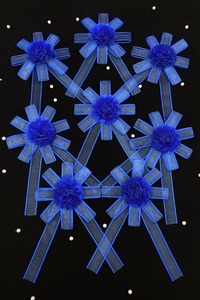 ZEYMERADE زخرفة باقة زرقاء من ساكس، زينة حنة لحفلات الزفاف والعريس وحفلات الز...