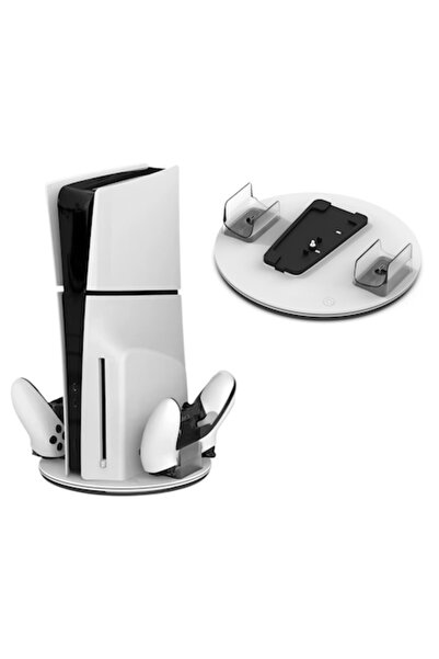 Honcam Stand de încărcare vertical cu LED RGB — Încărcător cu 2 porturi pentru controller PS5 (Digital/Disc/Slim/Pro)