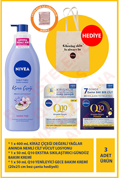 NIVEA Q10 Sıkılaştırıcı Set – 400 ml Losyon + 50 ml Gündüz & Gece Kremi – Cil...