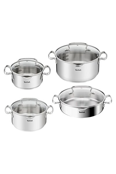 TEFAL Duetto İndüksiyon Tabanlı 8 Parça Çelik Tencere Seti
