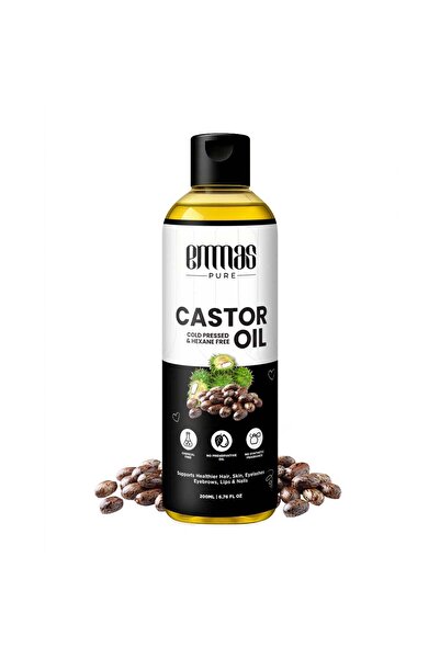Emmas pure زيت الخروع المعصور على البارد 200 مل - خالٍ من الهكسان، طبيعي 100%
