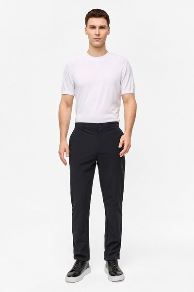 Back And Bond Siyah Regular Fit Dokuma Pantolon