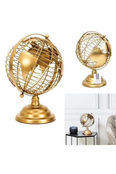 Other DECORATIVE GOLDEN METAL GLOBE 28 cm STUDY