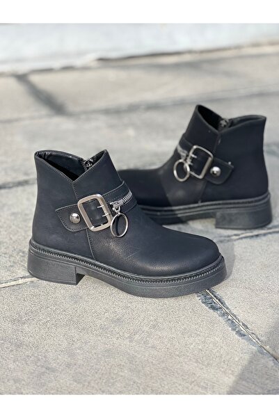 GÜLERSHOES Garantili Su Geçirmez Kaymaz Taban Kalın Topuklu Kadın Şık Tarz Bot 36-37-38-39-40 Numara