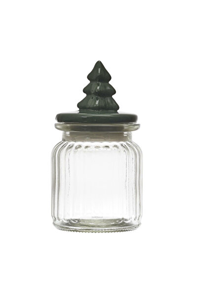 Other Glass jar with a Christmas tree-shaped lid, green