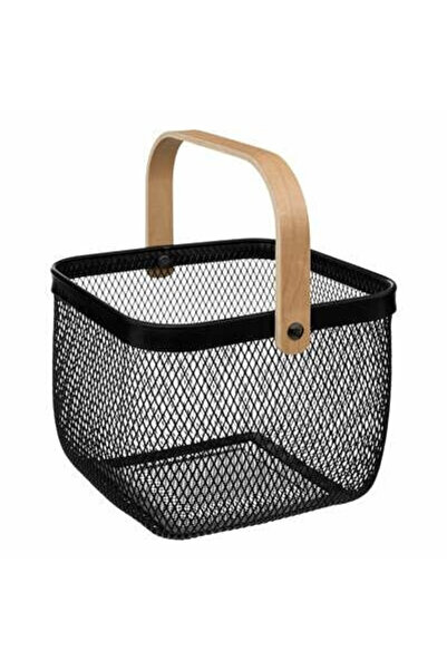 Other Coș Mayaj din metal negru cu mâner din lemn