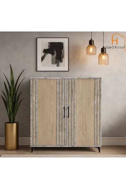 Al Saada Home 2-door Shoe Cabinet - 95 x 33 x 80 cm - Gray
